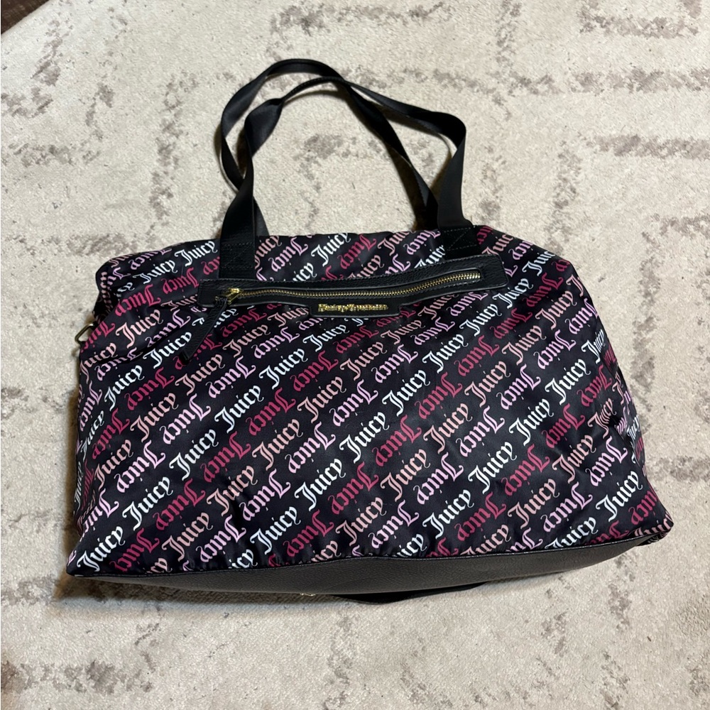 Juicy Couture Black and Pink Logo Tote